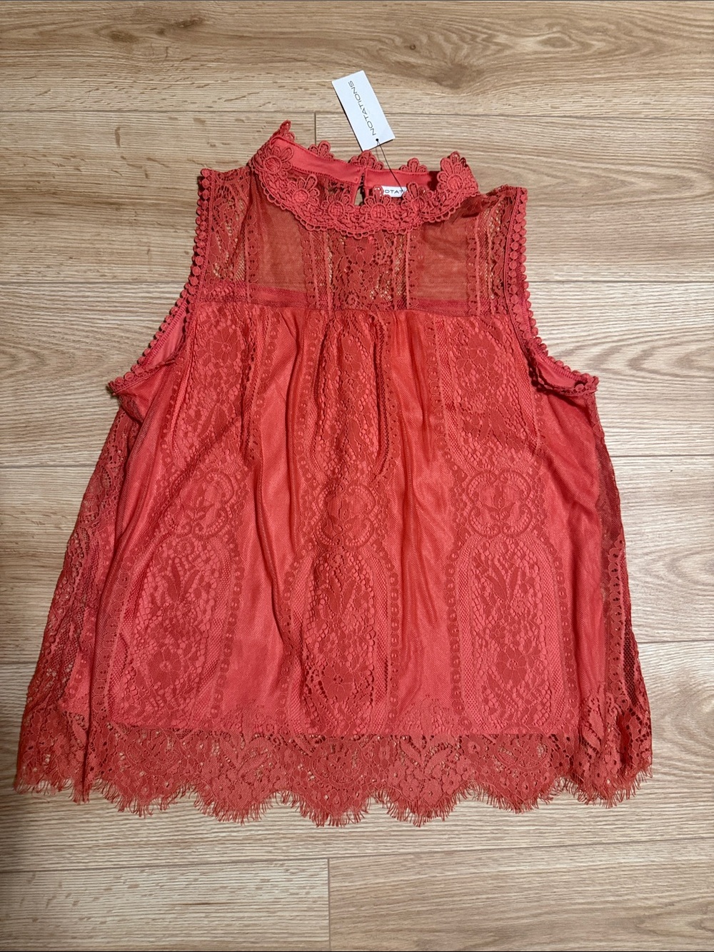 Notations Coral Lace High-Neck Sleeveless Top